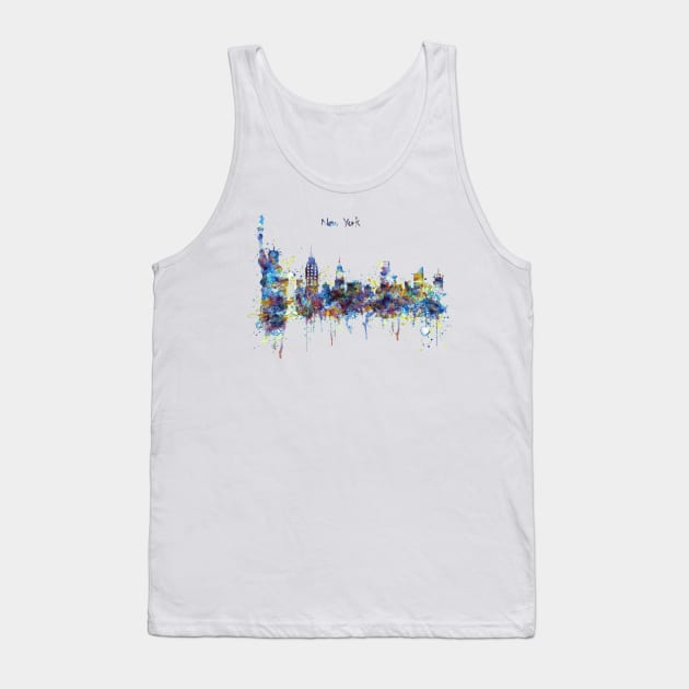 New York Watercolor Skyline Tank Top by Marian Voicu